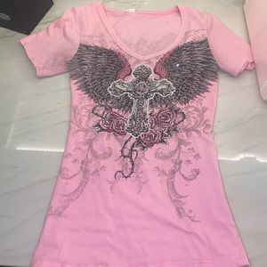 Pick Rhinestone Cross Shirt
